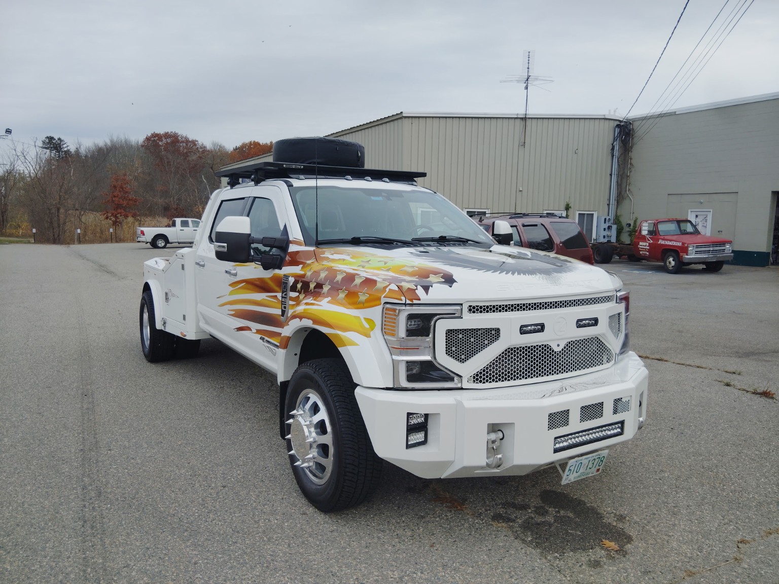 Custom white heavy duty truck detailed exterior