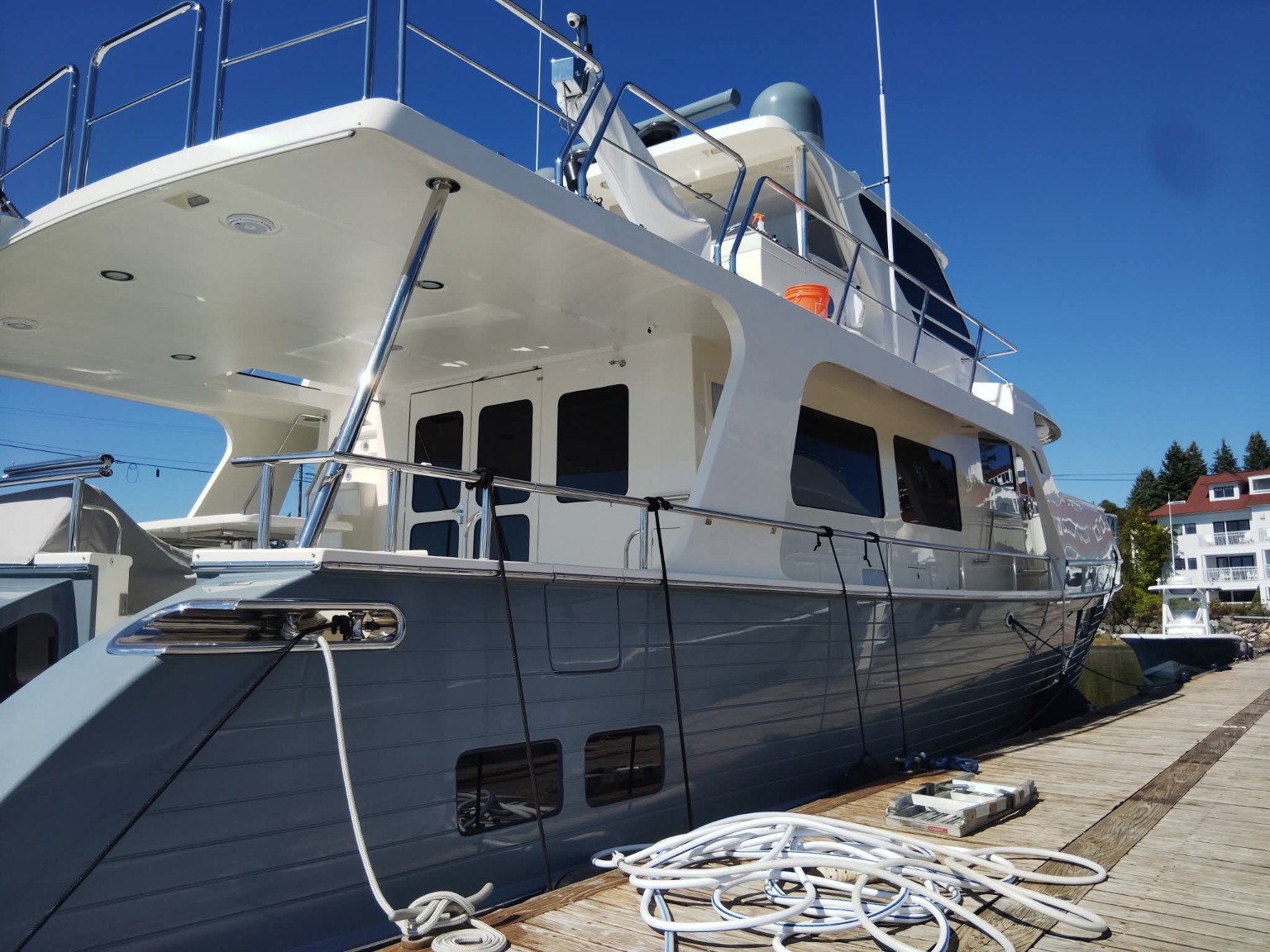 Large yacht professionally detailed by Rye Boat & Auto Detailing